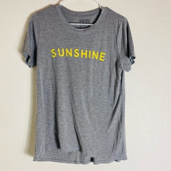 Sunshine Womens Modern Lux T-Shirt Gray Heathered Short Sleeve Crew High Low L - Picture 1 of 4